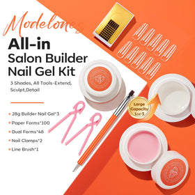 Dual-ended nail brush included in modelones Builder Nail Gel Kit