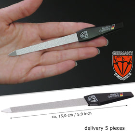 Dual-sided nail file showing coarse and fine sides