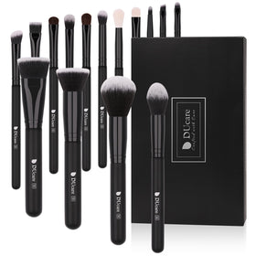 DUcare 15Pcs Kabuki Makeup Brush Set black front view