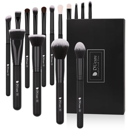 DUcare 15Pcs Kabuki Makeup Brush Set black front view