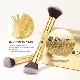 DUcare Double Ended Makeup Brushes showing rounded kabuki-style brush