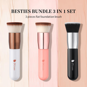 DUcare Flat Top Kabuki Brush set on a makeup vanity with products