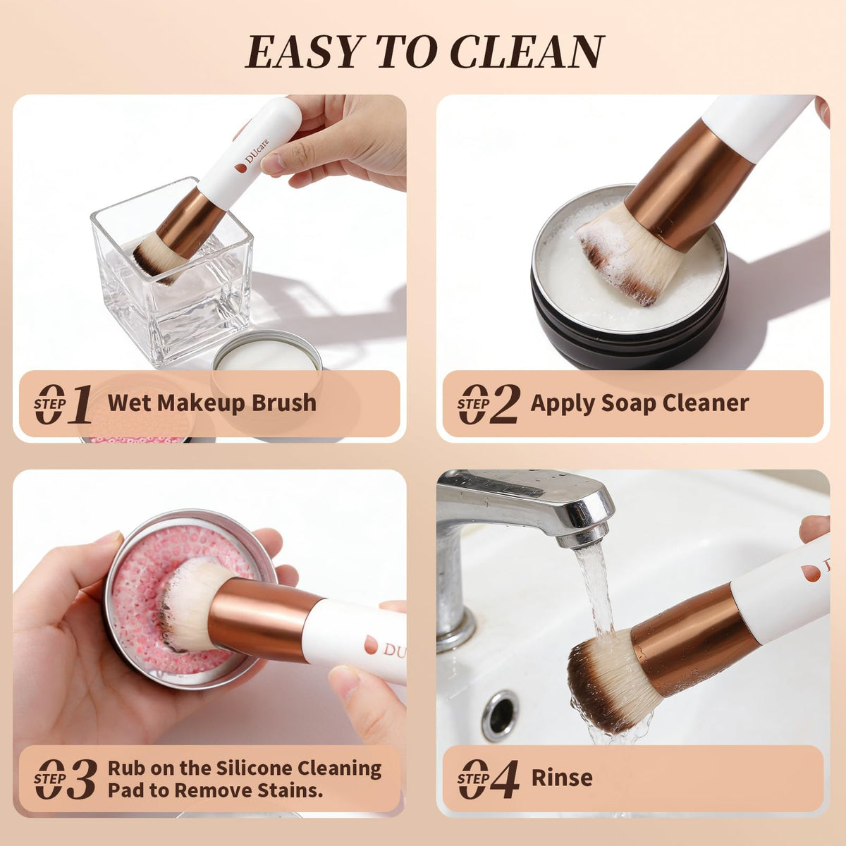 DUcare Foundation Brush flat top design overview