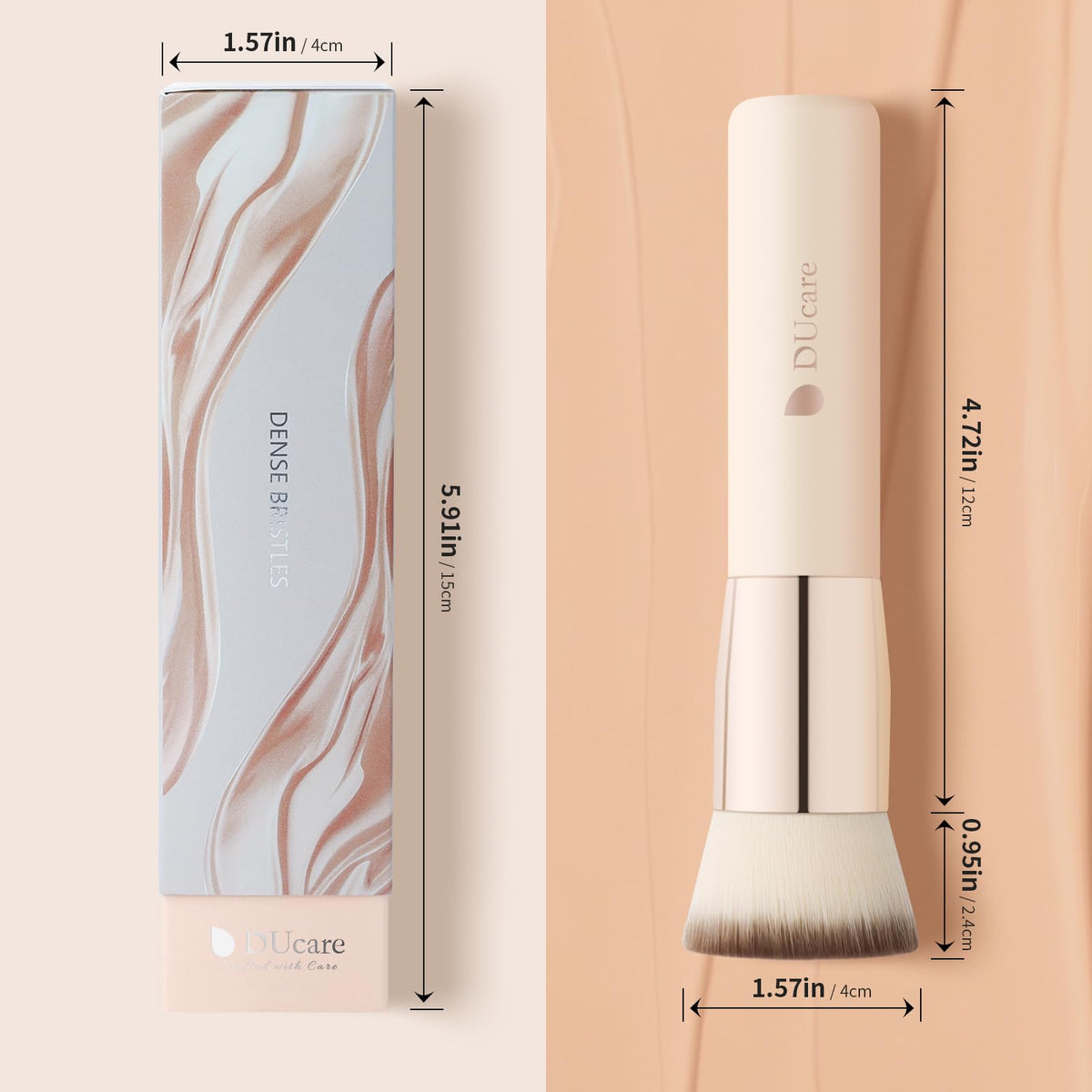 DUcare Foundation Brush in use applying liquid foundation