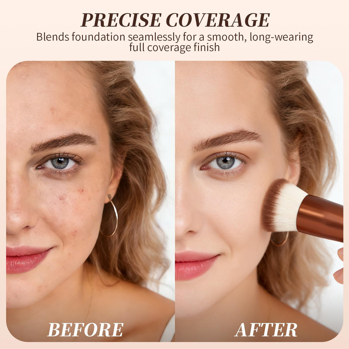 DUcare Foundation Brush in use on model's face