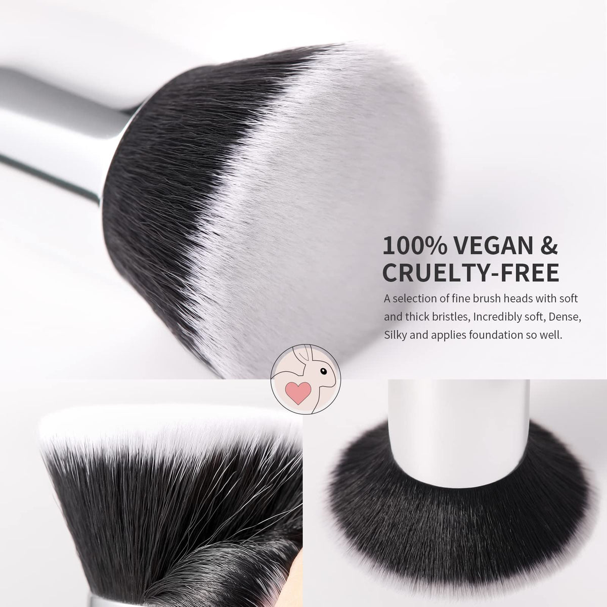 DUcare Kabuki Foundation Brush side view showing bristle density