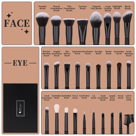 DUcare makeup brush set displayed with numbered brushes
