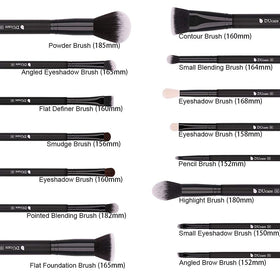 DUcare makeup brushes displayed on a vanity