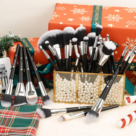 DUcare makeup brushes in use during a makeup application