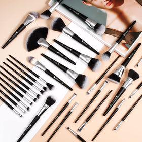 DUcare makeup brushes on a vanity showcasing their elegant design