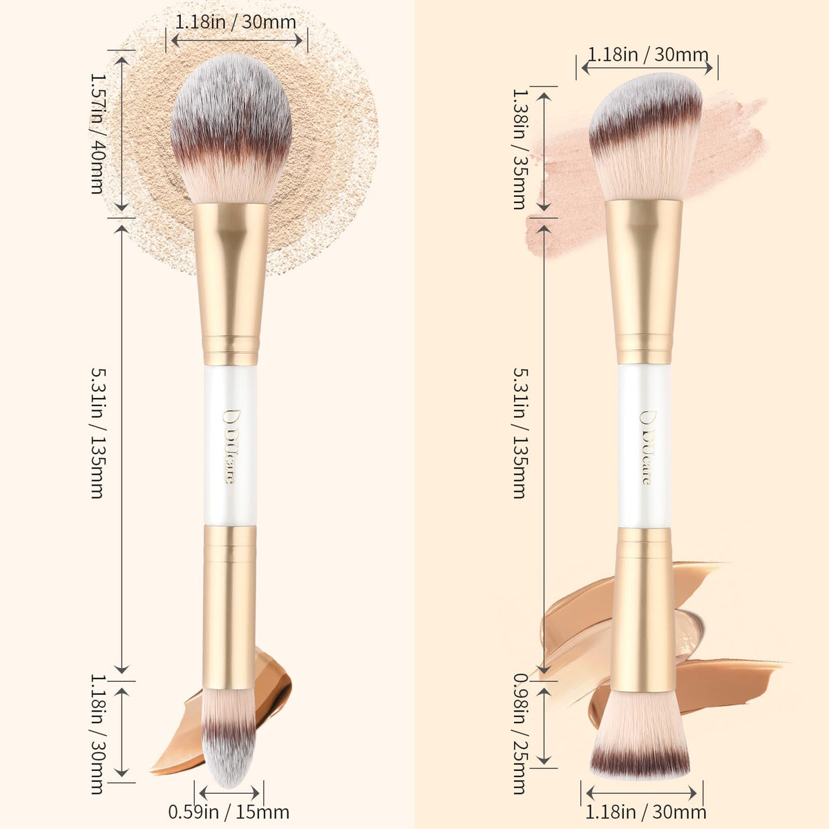 DUcare pointed powder brush applying blush