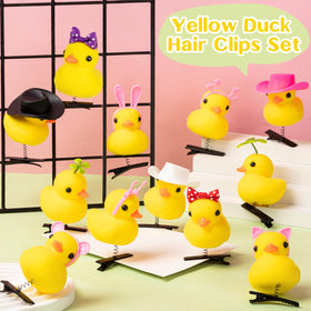 Duck hair clips displayed in a festive setting