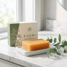 Duielly Persimmon Soap Bar displayed with skincare products