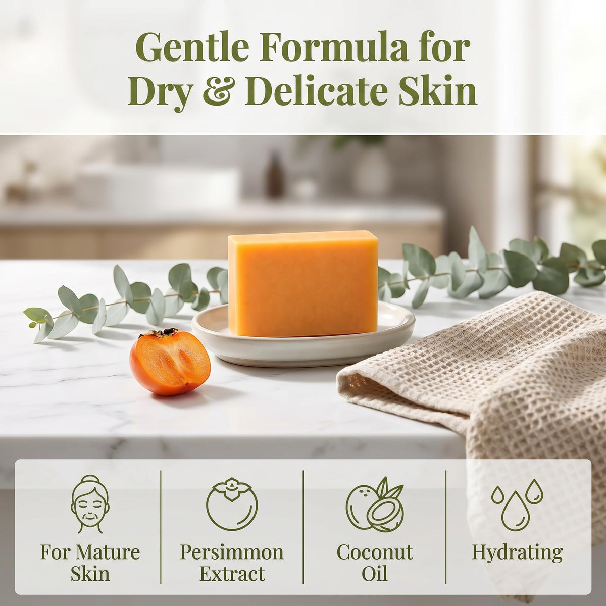 Duielly Persimmon Soap Bar with green tea extract