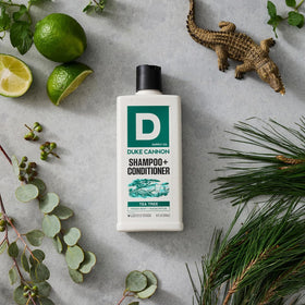 Duke Cannon 2-in-1 Shampoo and Conditioner back view with ingredients
