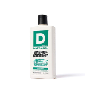 Duke Cannon 2-in-1 Shampoo and Conditioner side view showing bottle design