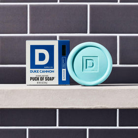 Duke Cannon Bar Soap Puck 5oz lathering on skin