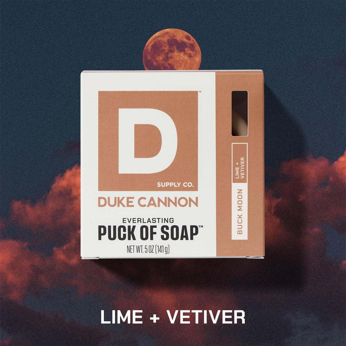 Duke Cannon Bar Soap Puck Buck Moon side view