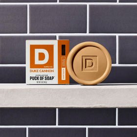 Duke Cannon Bar Soap Puck lathering in shower