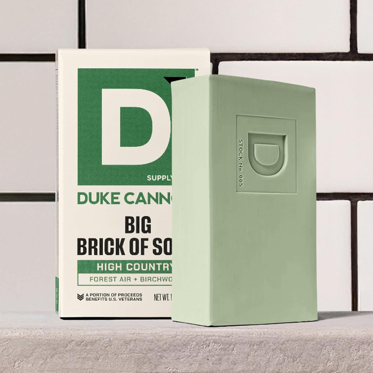 Duke Cannon Big Brick Bar Soap on wooden surface