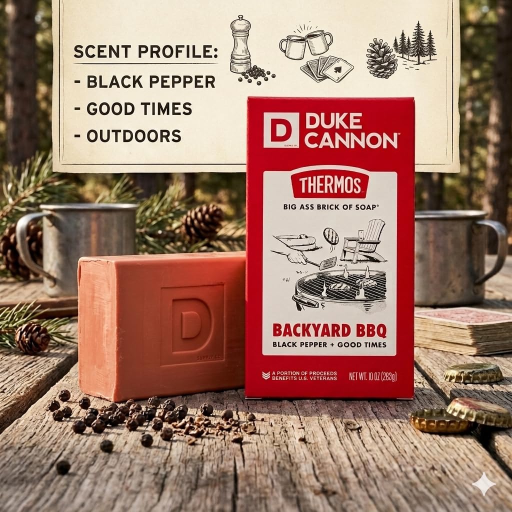 Duke Cannon Big Brick Bar Soap x THERMOS side view showing size