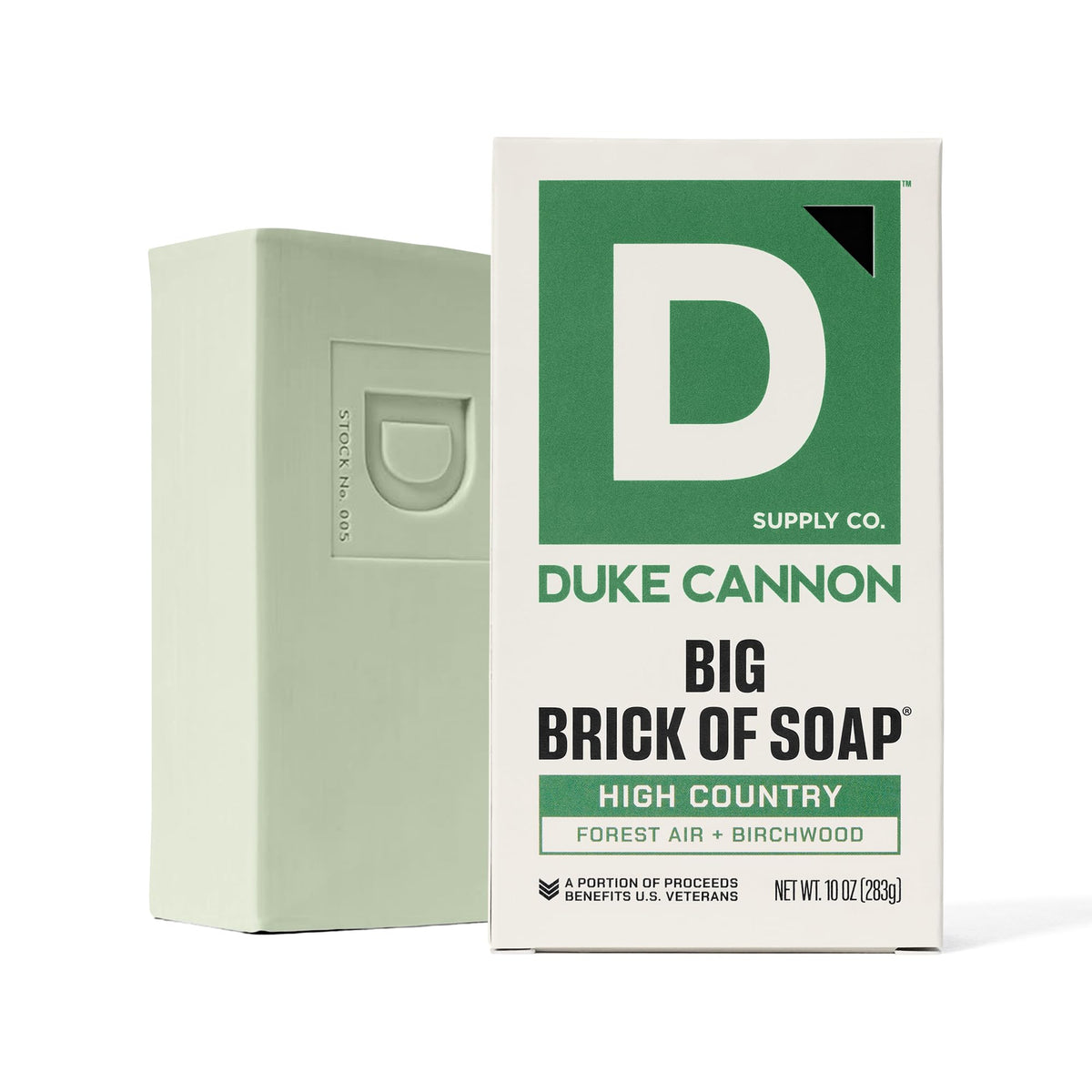 Duke Cannon Big Brick of Soap 6-Pack displayed with grooming accessories