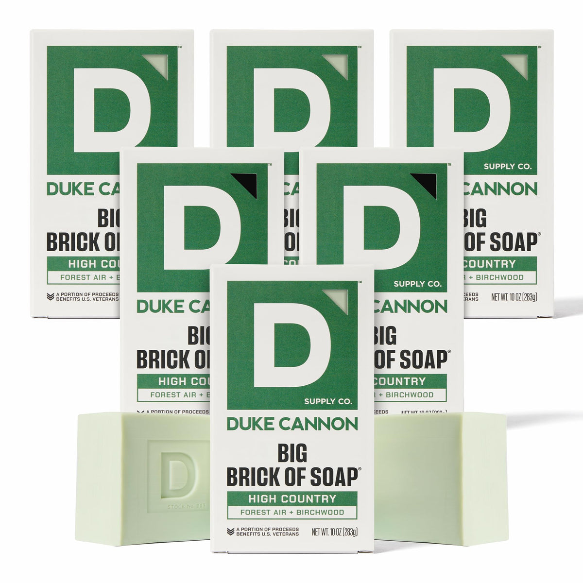 Duke Cannon Big Brick of Soap 6-Pack with High Country scent, front view