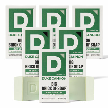Duke Cannon Big Brick of Soap 6-Pack with High Country scent, front view