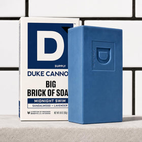Duke Cannon Big Brick of Soap in a bathroom setting