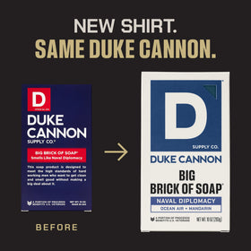 Duke Cannon Big Brick of Soap side view showcasing its large size