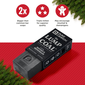 Duke Cannon Big Lump of Coal Soap Bar displaying bold scent description