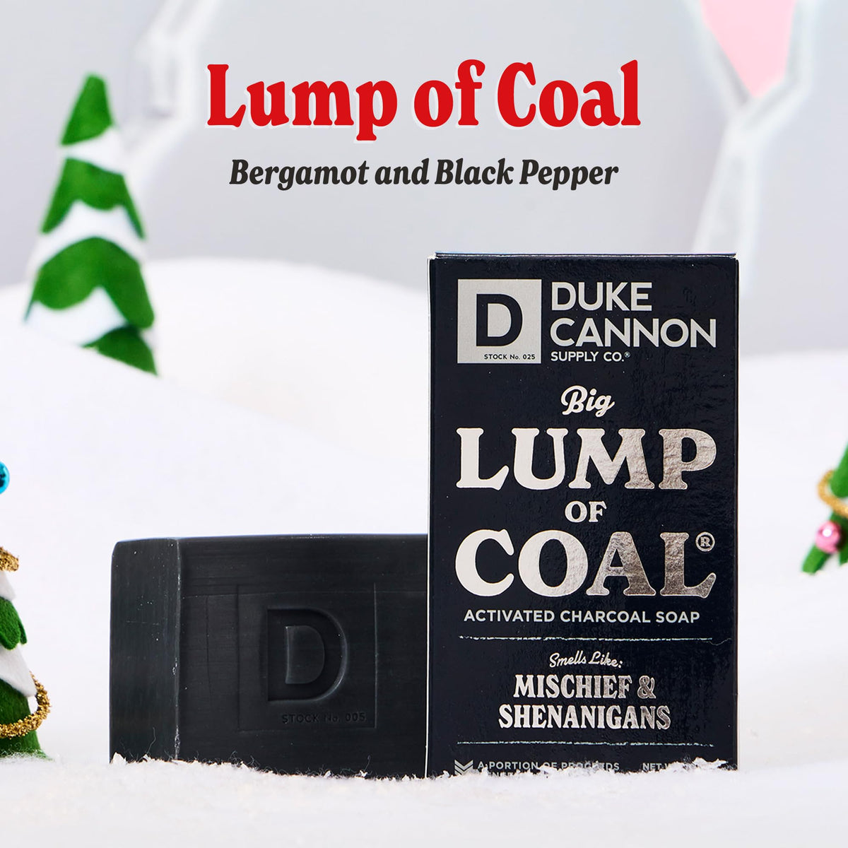 Duke Cannon Big Lump of Coal Soap Bar side view showing size