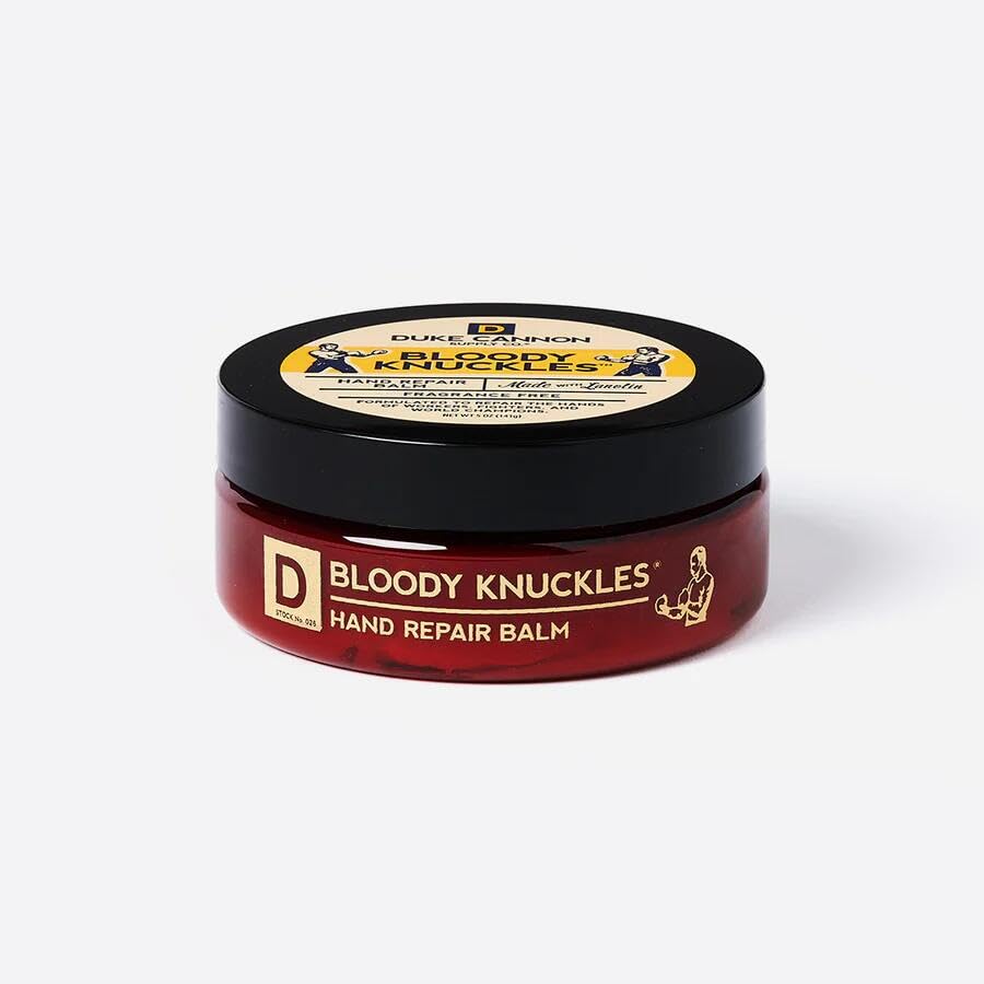 Duke Cannon Bloody Knuckles Hand Repair Balm 5 oz application on hands