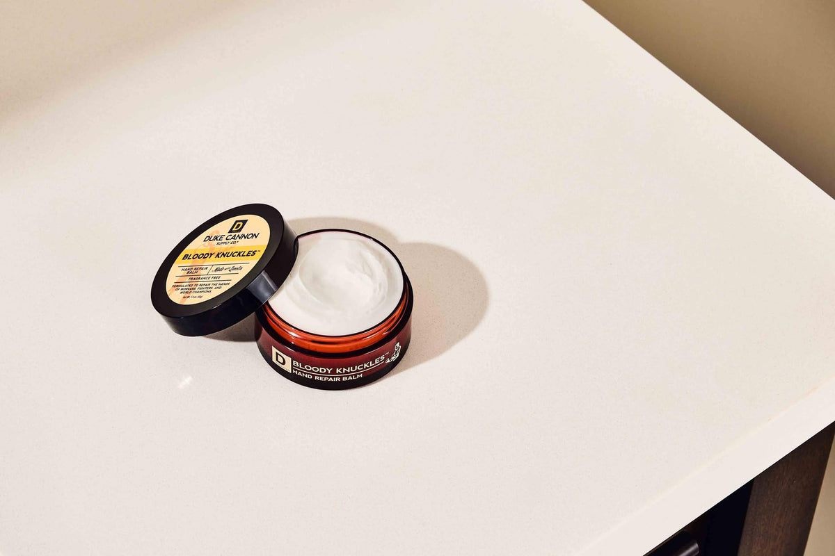 Duke Cannon Bloody Knuckles Hand Repair Balm 5 oz with lanolin ingredient