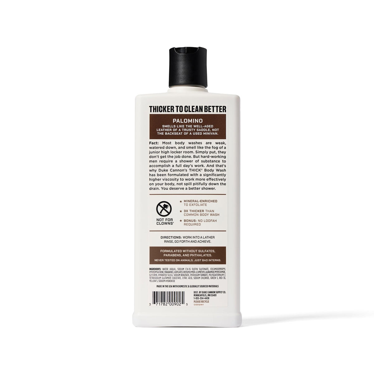 Duke Cannon body wash with mahogany and vanilla scent description