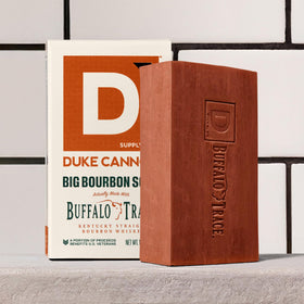 Duke Cannon Bourbon Soap Bar and a towel