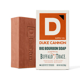 Duke Cannon Bourbon Soap Bar size comparison with standard soap