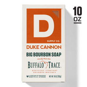Duke Cannon Bourbon Soap Bar with loofah