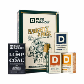 Duke Cannon Holiday Soap Gift Set featuring Lump of Coal and three junior bars