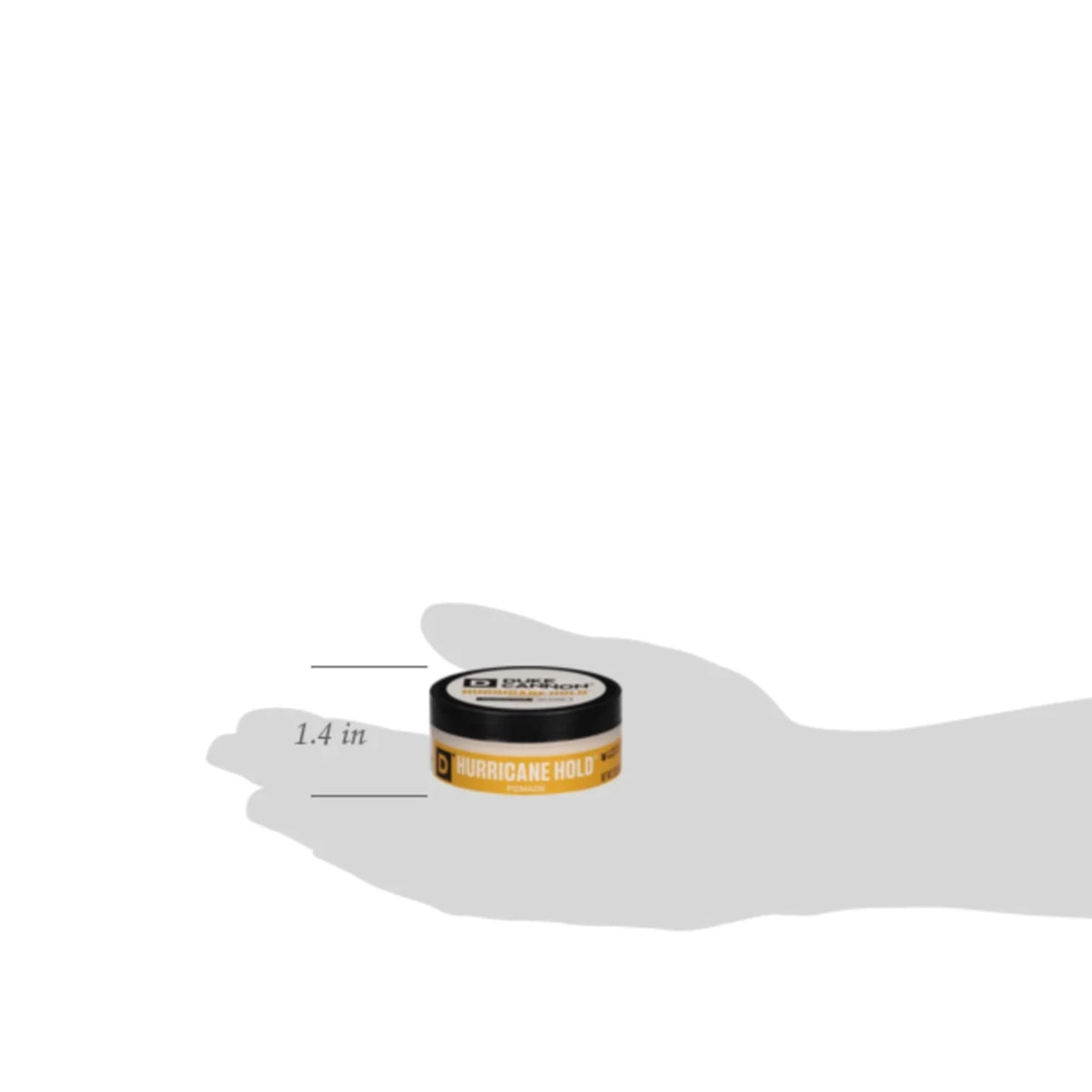 Duke Cannon Hurricane Hold Pomade 2 oz packaging on a bathroom shelf