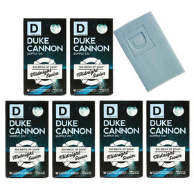 Duke Cannon Midnight Swim soap bar front view with aquatic scent packaging