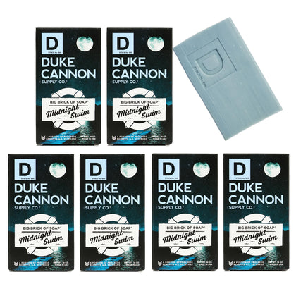 Duke Cannon Midnight Swim soap bar front view with aquatic scent packaging
