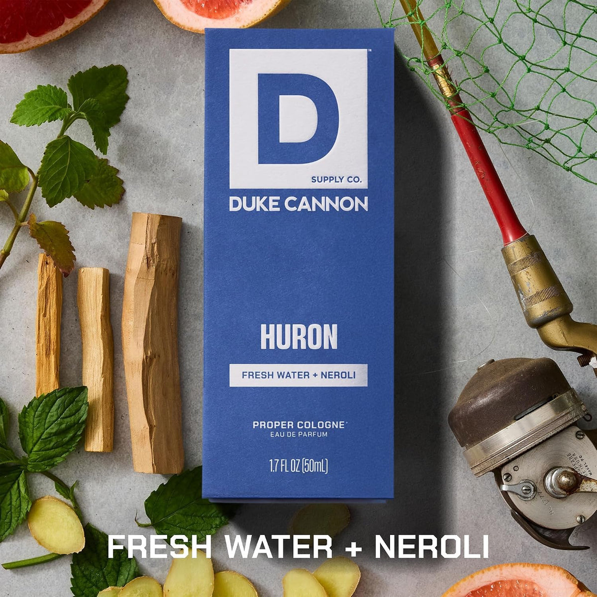 Duke Cannon Proper Cologne Huron back view with product details