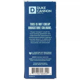 Duke Cannon Proper Cologne Huron bottle close-up highlighting fresh water and neroli scent