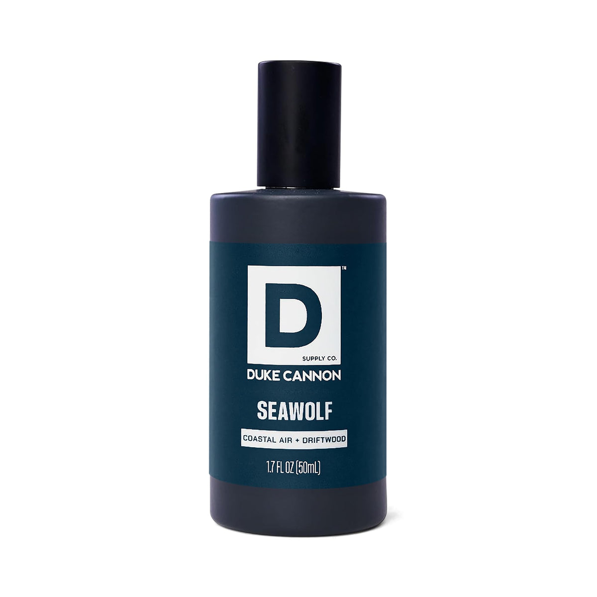 Duke Cannon Seawolf Cologne on a wooden surface