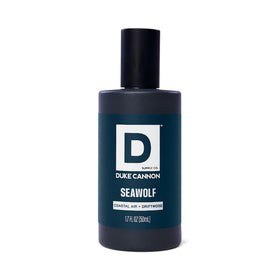 Duke Cannon Seawolf Cologne on a wooden surface