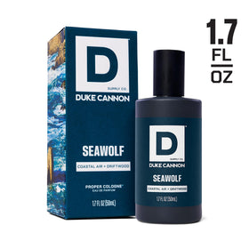 Duke Cannon Seawolf Cologne with grooming products