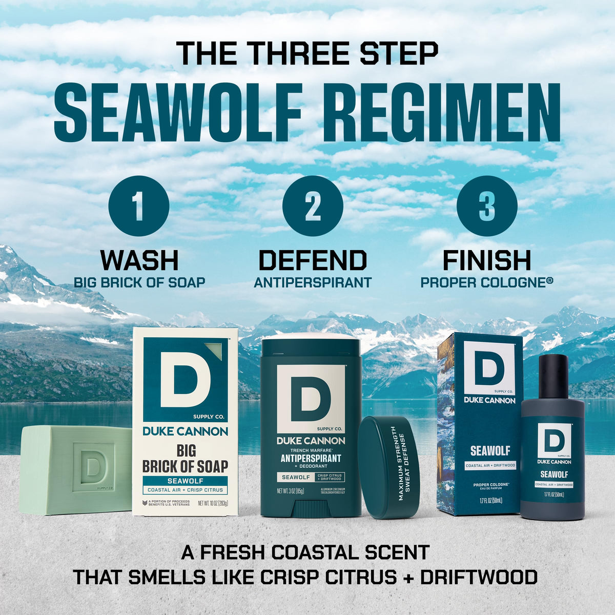 Duke Cannon Seawolf Deodorant 3 oz side view