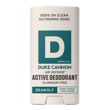 Duke Cannon Seawolf Deodorant front view with clear glide stick