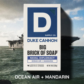 Duke Cannon soap packaging displaying the brand and scent
